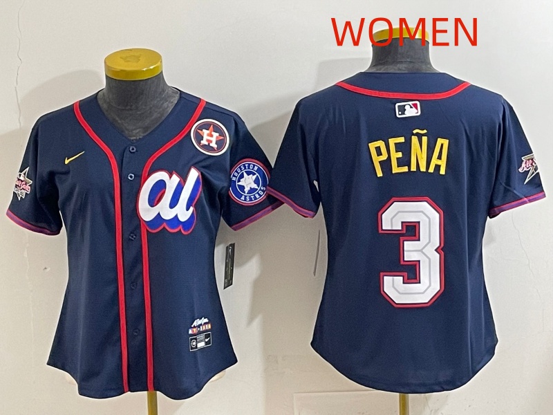 Women 2025 Houston Astros #3 Pena dark Blue All star Nike MLB Jersey style 013